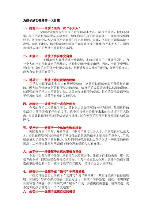 为孩子成功铺路的十大计策