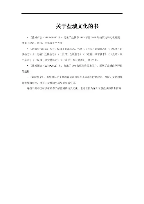 关于盐城文化的书