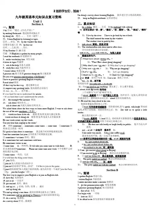 人教版九年级英语Unit1-Unit12单元知识点复习资料.