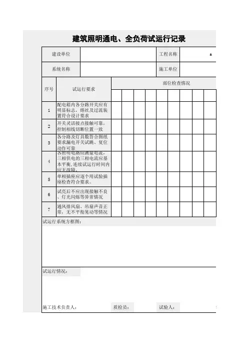 建筑照明通电、全负荷试运行记录