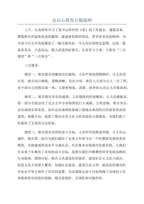 会议心得发言稿提纲