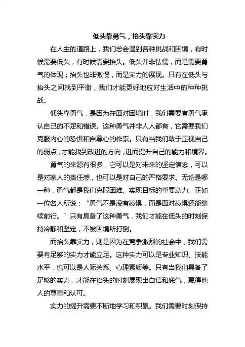 低头靠勇气,抬头靠实力