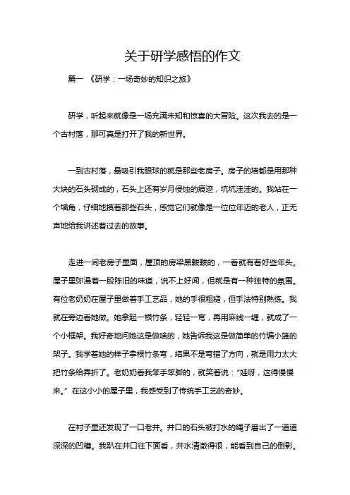 关于研学感悟的作文