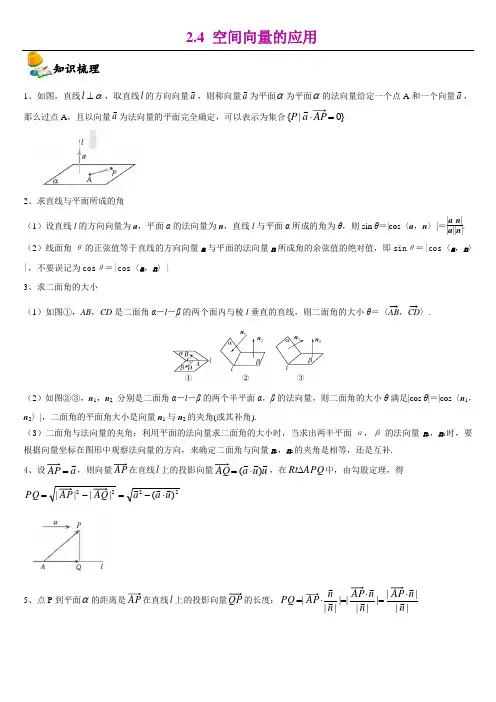 1.4空间向量的应用-【新教材】人教A版(2019)高中数学选择性必修第一册同步讲义