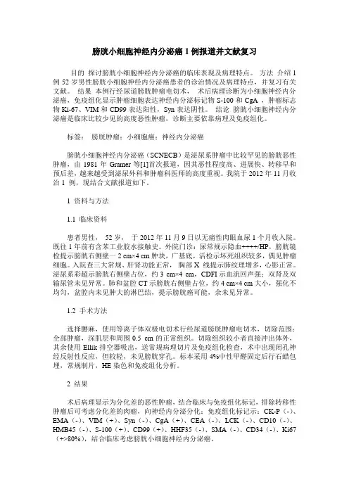 膀胱小细胞神经内分泌癌1例报道并文献复习