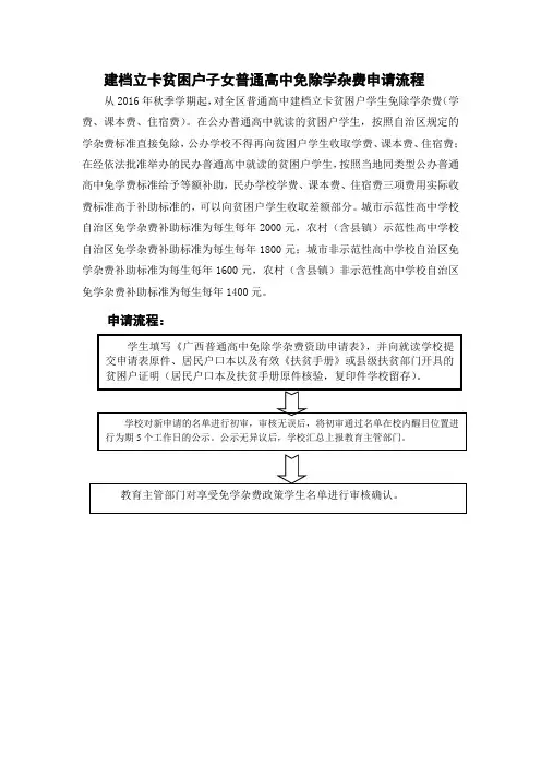 建档立卡贫困户子女普通高中免除学杂费申请流程