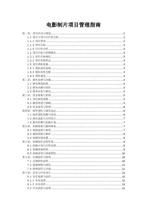 电影制片项目管理指南