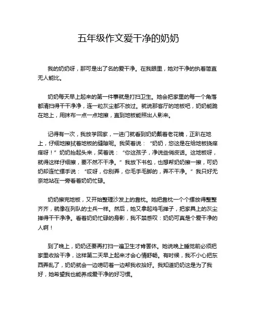 五年级作文爱干净的奶奶