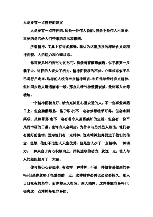 人是要有一点精神的范文