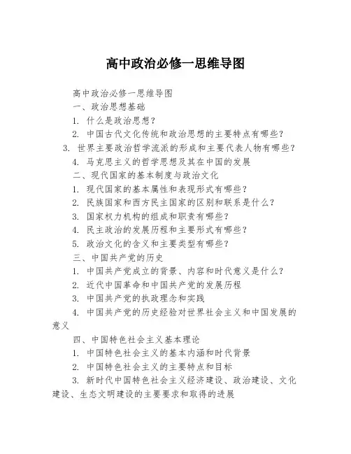 高中政治必修一思维导图