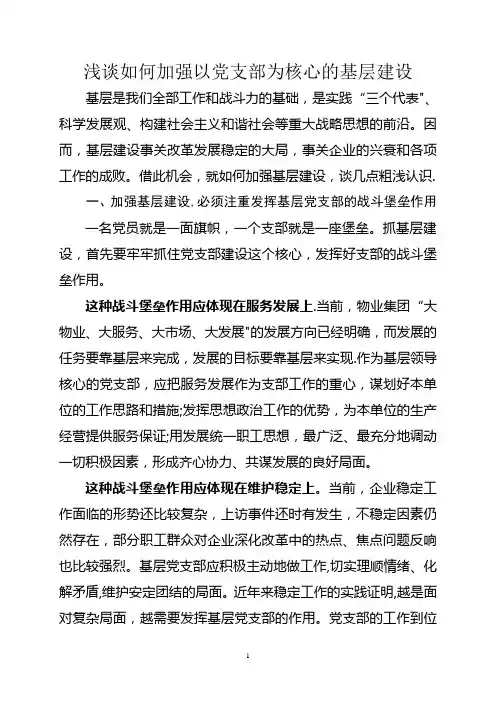 浅谈如何加强以党支部为核心的基层建设