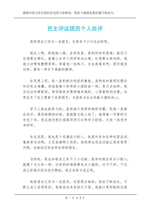 民主评议团员个人自评