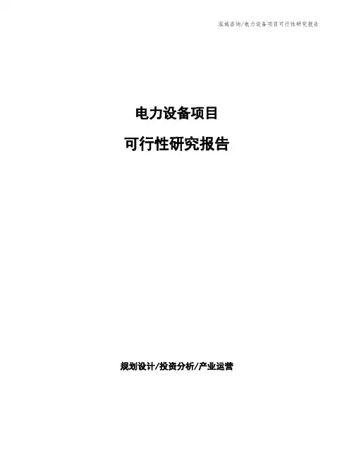 电力设备项目可行性研究报告
