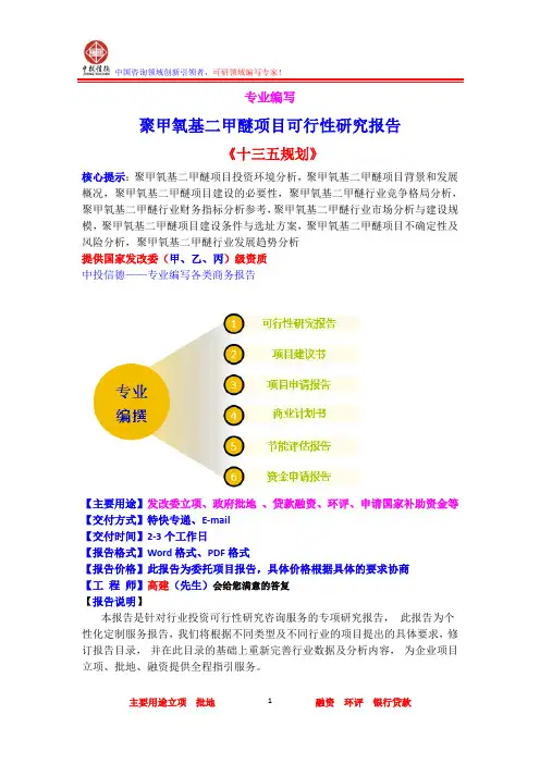 聚甲氧基二甲醚项目可行性研究报告