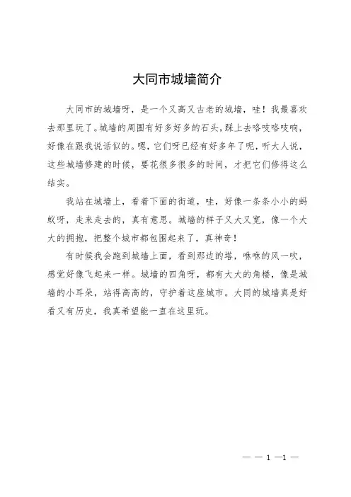 大同市城墙简介