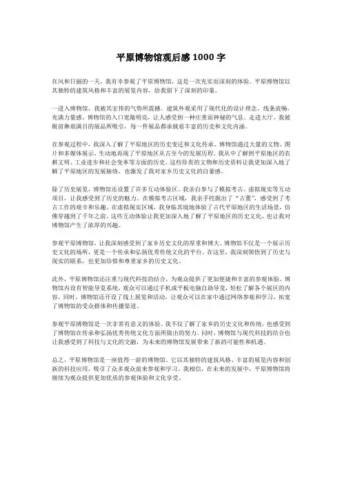 平原博物馆观后感1000字