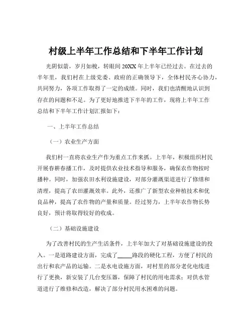 村级上半年工作总结和下半年工作计划