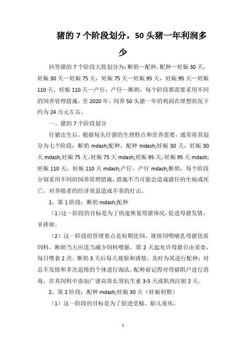 猪的7个阶段划分,50头猪一年利润多少