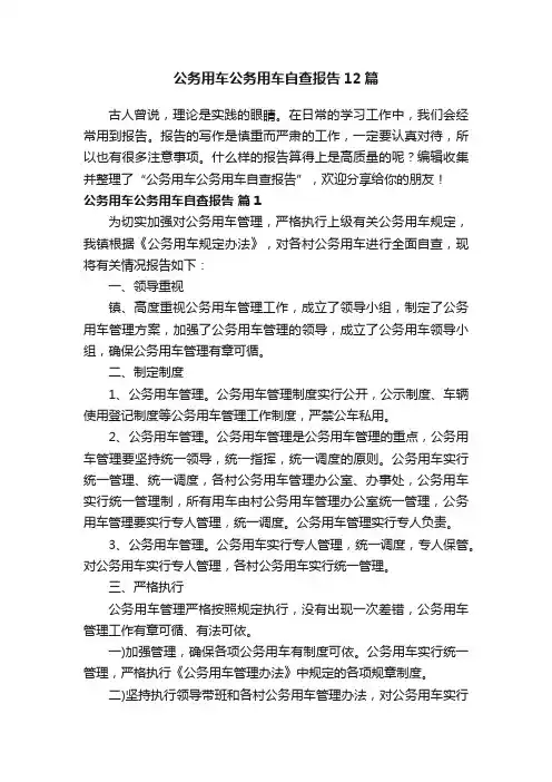 公务用车公务用车自查报告12篇