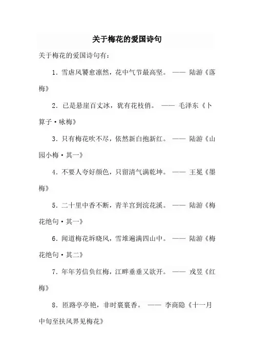关于梅花的爱国诗句