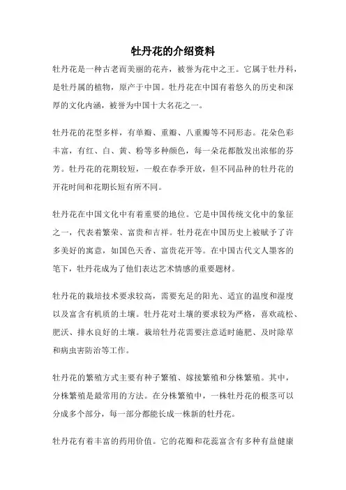 牡丹花的介绍资料