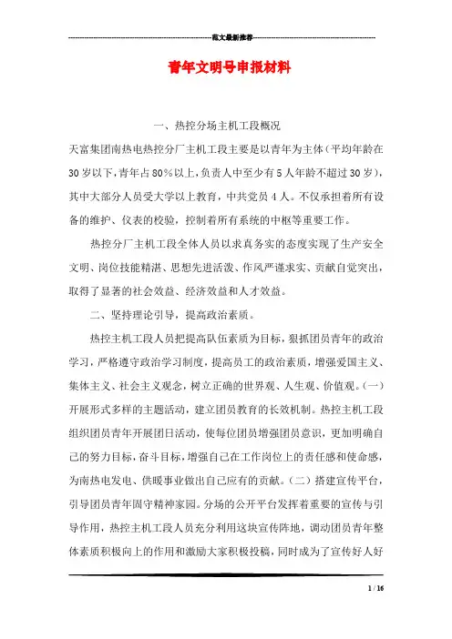 青年文明号申报材料