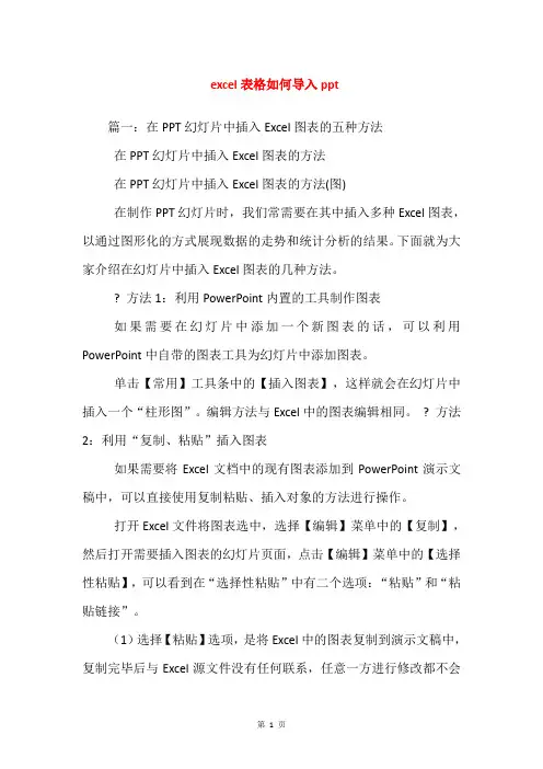 excel表格如何导入ppt