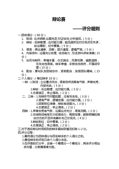 简洁_辩论赛-评分表