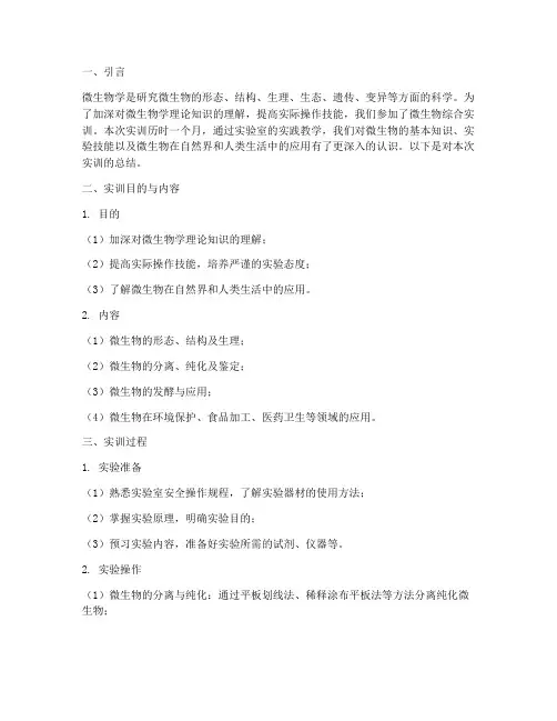 微生物综合实训报告总结