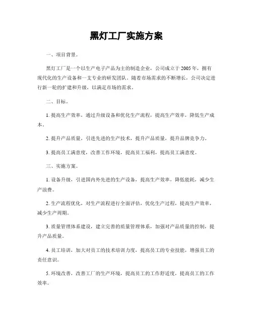 黑灯工厂实施方案