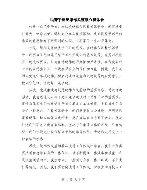 民警干部纪律作风整顿心得体会
