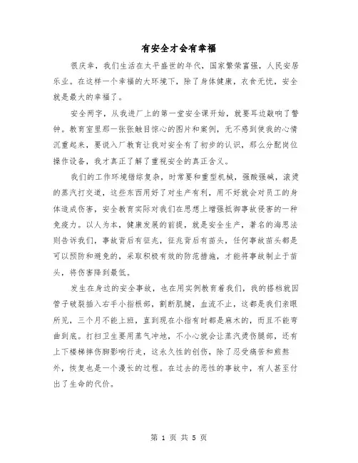 有安全才会有幸福(三篇)