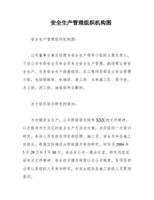 安全生产管理组织机构图