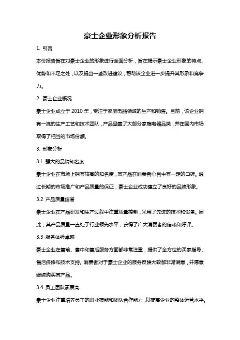豪士企业形象分析报告