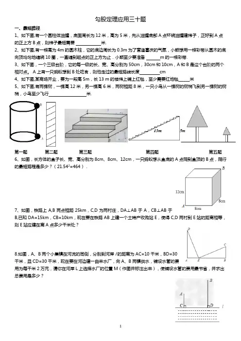 勾股定理应用三十题