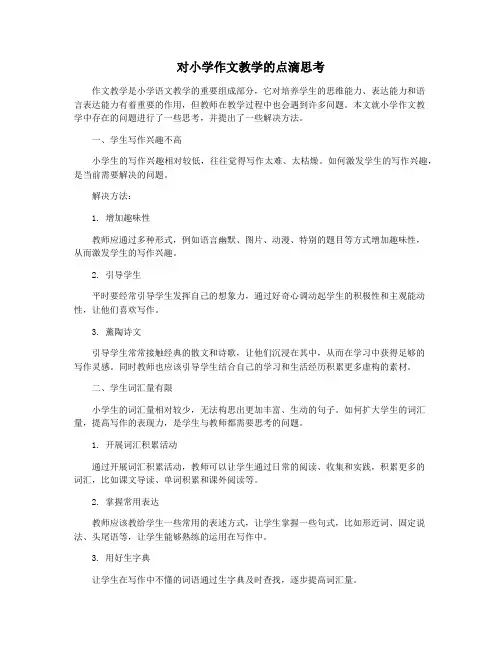 对小学作文教学的点滴思考