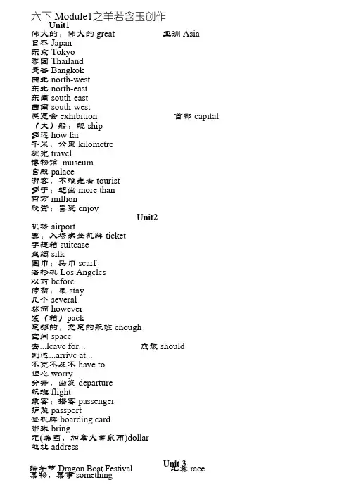 六年级下册单词、课文中译英(上海版牛津英语)