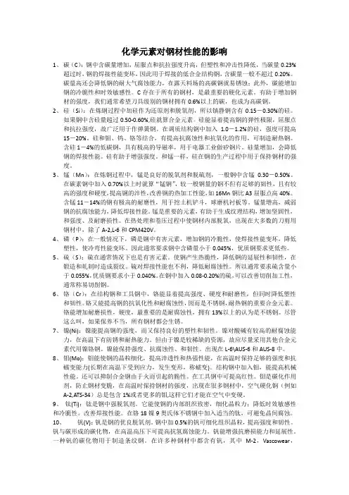 化学元素对钢材性能的影响
