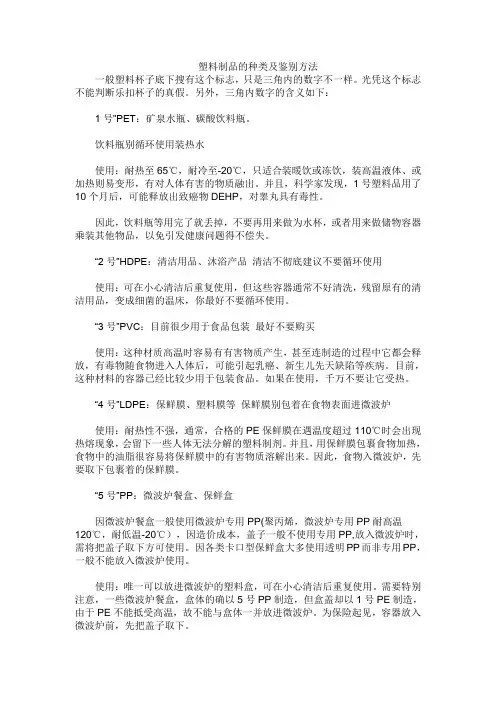 塑料制品的分类及鉴别方法