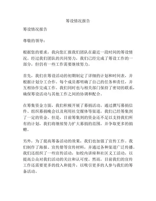 筹设情况报告