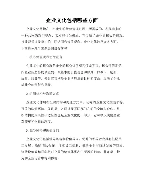 企业文化包括哪些方面