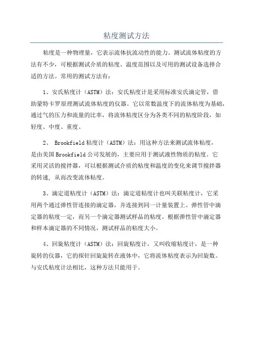 粘度测试方法