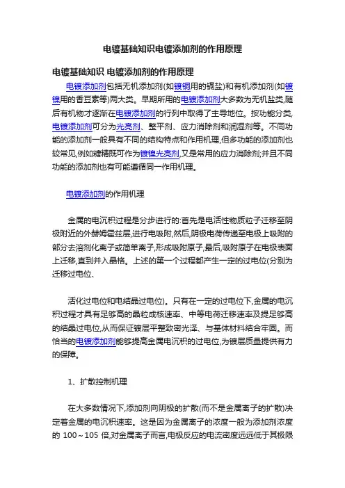 电镀基础知识电镀添加剂的作用原理