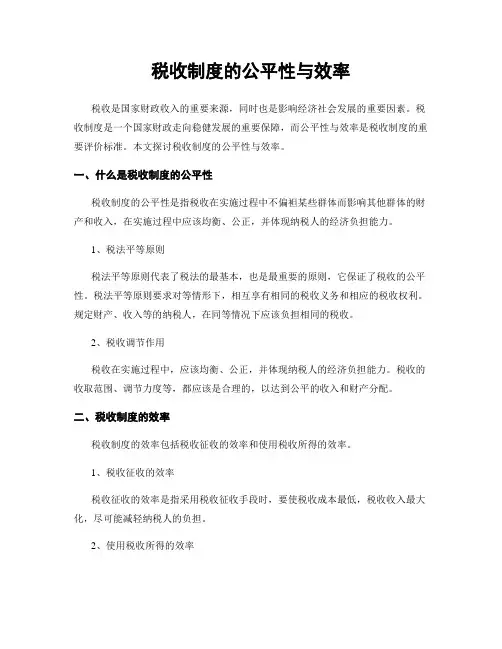 税收制度的公平性与效率