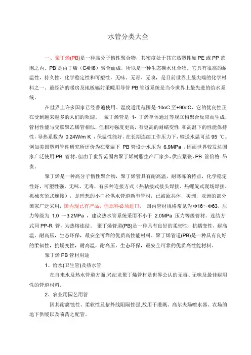 水管分类大全