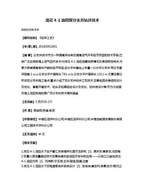流花4-1油田双分支井钻井技术