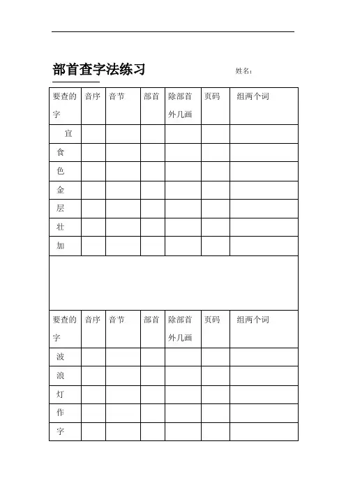 完整word版部首查字法练习题