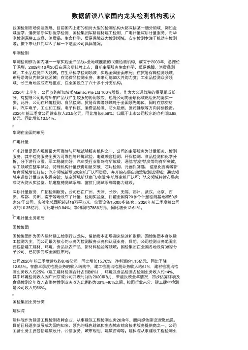数据解读八家国内龙头检测机构现状