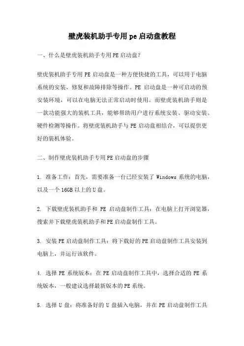 壁虎装机助手专用pe启动盘教程