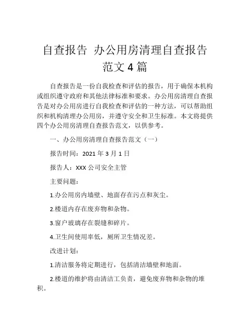 自查报告 办公用房清理自查报告范文4篇
